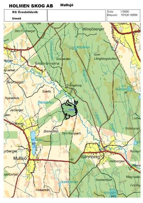 I Mullsjö, norr om Bjännberg vid Hörneån är ett nytt område avsatt som är 90 ha stort.