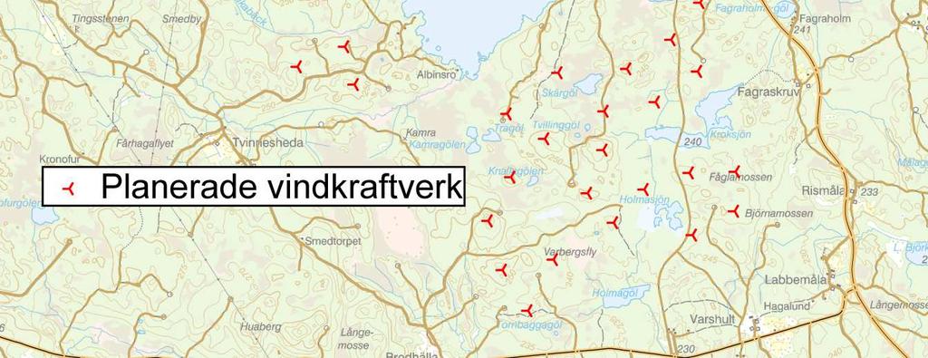 Området domineras av skogsmark, till stor del aktiv produktionsskog. Delar av området är kalhygge och bitvis består det av sumpskogar. Bebyggelsen kring området utgörs främst av spridd bebyggelse.