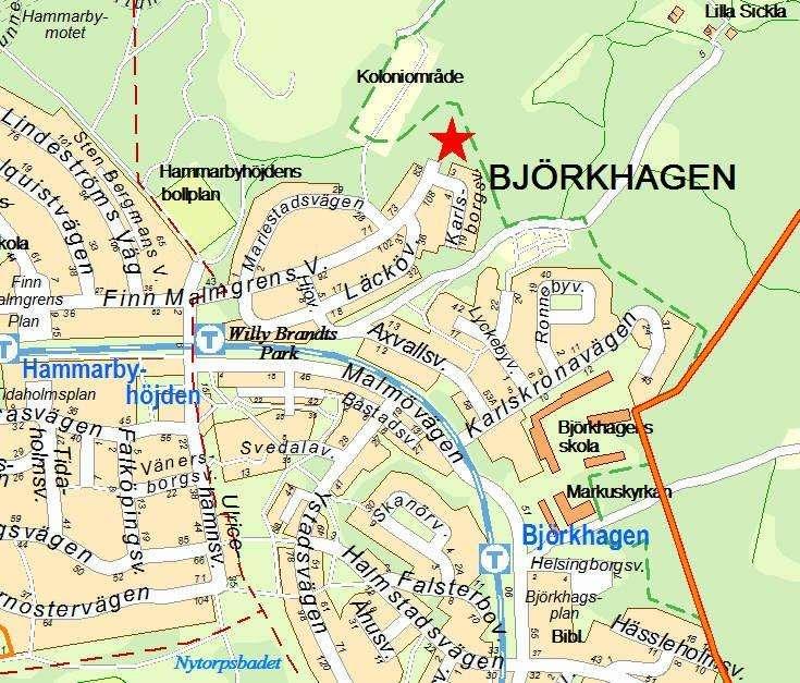 SID 2 (7) Bakgrund Stadsbyggnadskontoret har tagit fram ett detaljplaneförslag för ett område vid avslutningen av Finn Malmgrens Väg i Björkhagen.