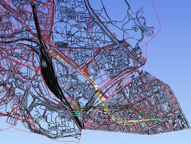 Gula linjen 3,8 km tunnel Från Farsta Strand och Skarpnäck till Arenastaden. Ny sträckning mellan Odenplan till Arenastaden. Hela sträckan går i berg.