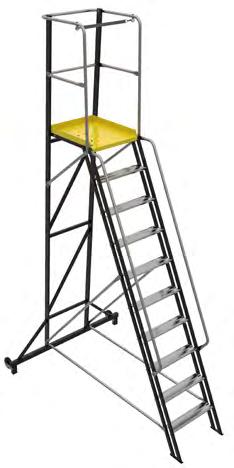 Stor plattform (55 x 650 mm) med fallskydd på alla fyra sidor ger dig rörelseutrymme och stabilitet så att du kan arbeta effektivt, ergonomiskt och säkert.