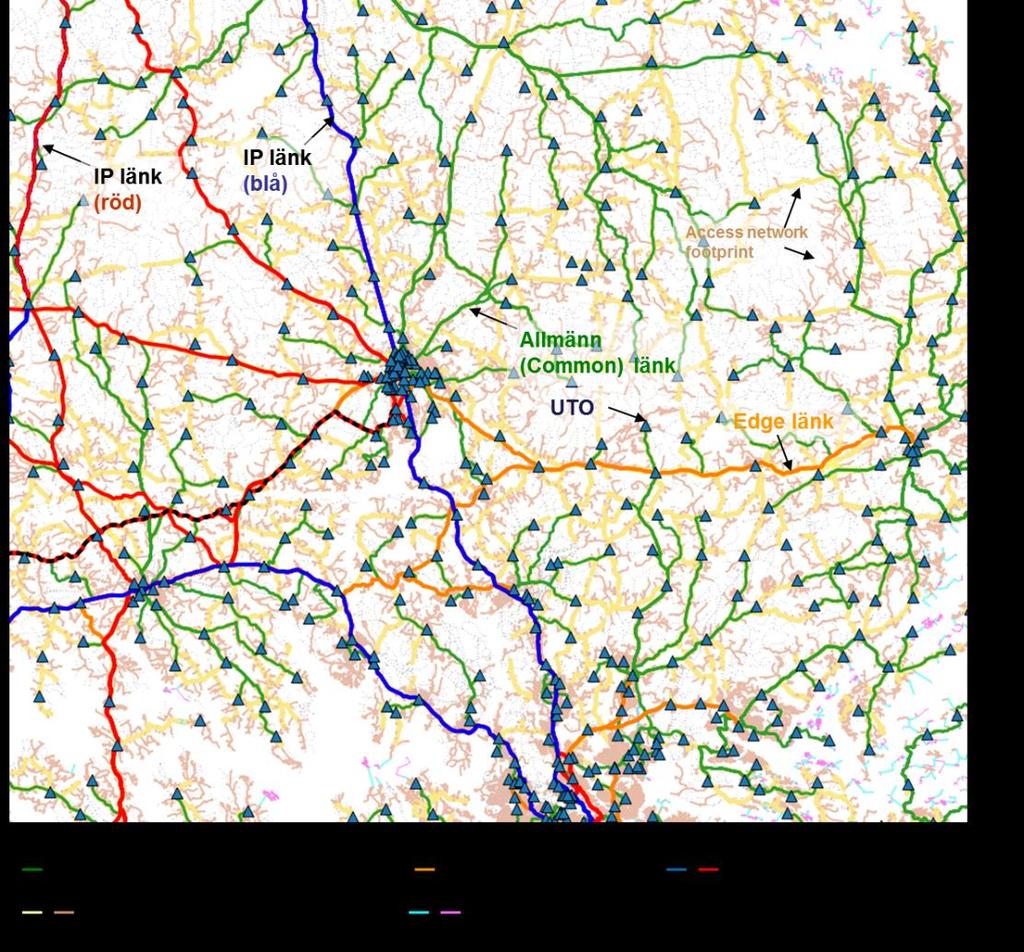 Figur 20 - Karta över corenätet Länkar på metronivån är också inkluderade i kartan, men döljs av