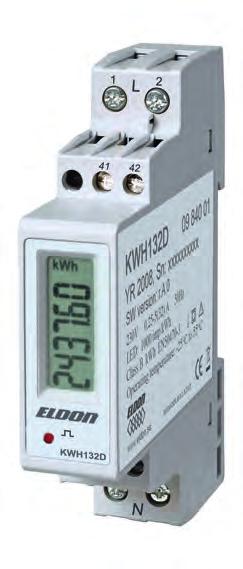 NORMAPPARATER KWH132D Direktmätande 1-fas, 32 A KWH132D är en kompakt, 1 moduls energimätare för mätning upp till 32A i 1-fas system. Mätaren är tillverkad enligt kraven mätstandard, MID.