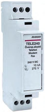NORMAPPARATER TELE240 Överspänningsskydd, tele TELE240 är ett tvåstegs överspänningsskydd för telekommunikations utrustning som till exempel telefon, fax och modem samt ADSL (bredband).