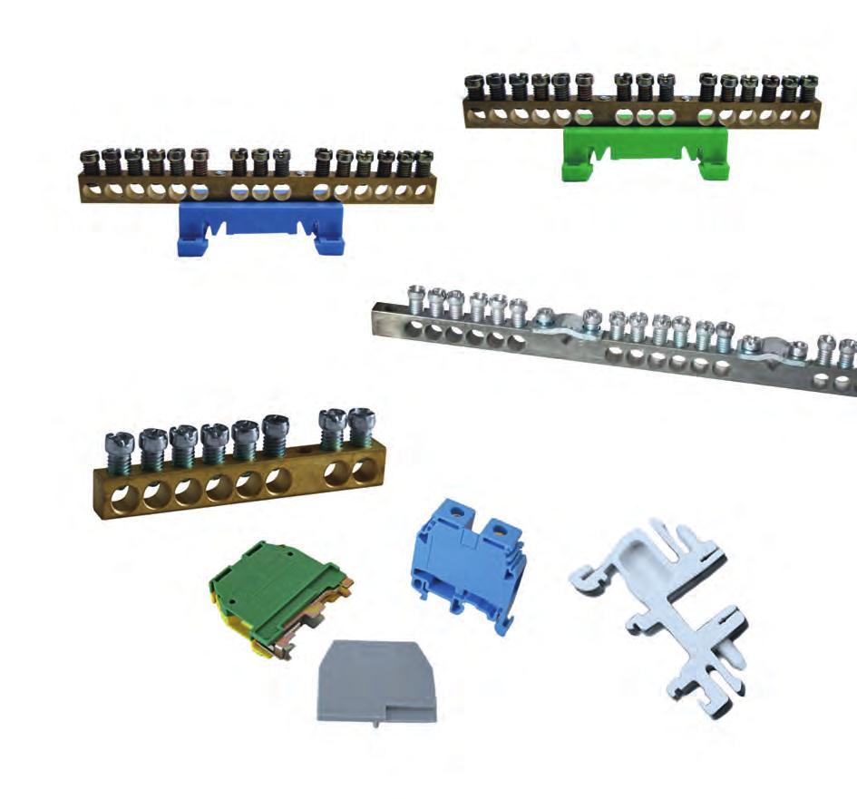 KOPPLINGSMATERIEL Jord- och Noll plintar/skenor PEOI15 NOI15 871M1000 CLJN PEN216 HKGNS-10 Jord och noll plintar och skenor i olika utförande för installation i diverse utrustningar och applikationer.