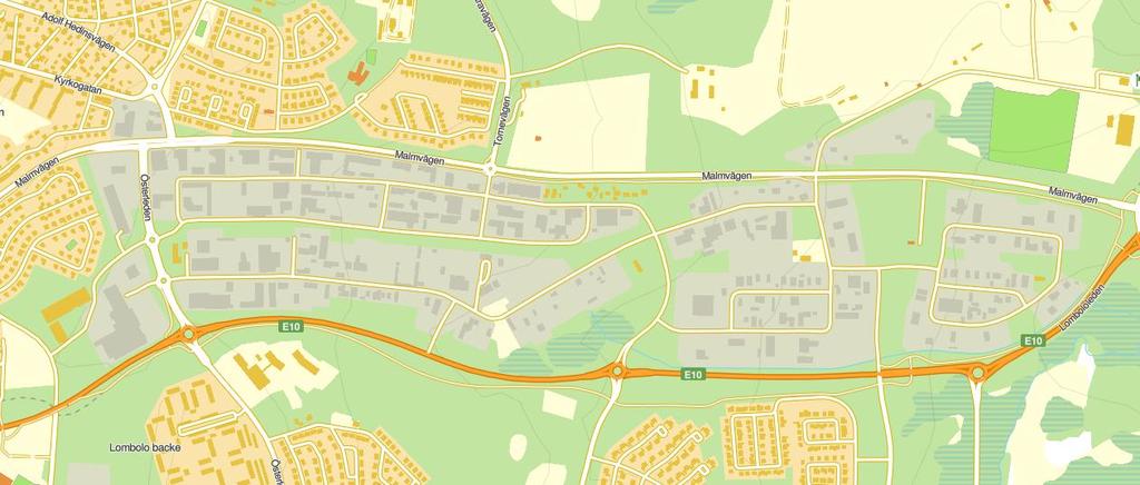 Österleden handelsområde och industriområdet Figur 11: Föreslagna hastigheter i Österleden handelsområde och industriområdet. Gula gator anger 40 km/tim, vita 30 km/tim och röda 60 km/tim.