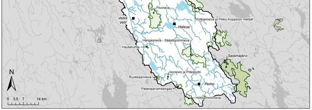 I Perho ås avrinningsområde finns dessutom 15 andra Natura 2000-områden, av vilka nio är skyddade myrar, en flödesäng, två moar, en sved, ett röjt område och ett svedjeland.