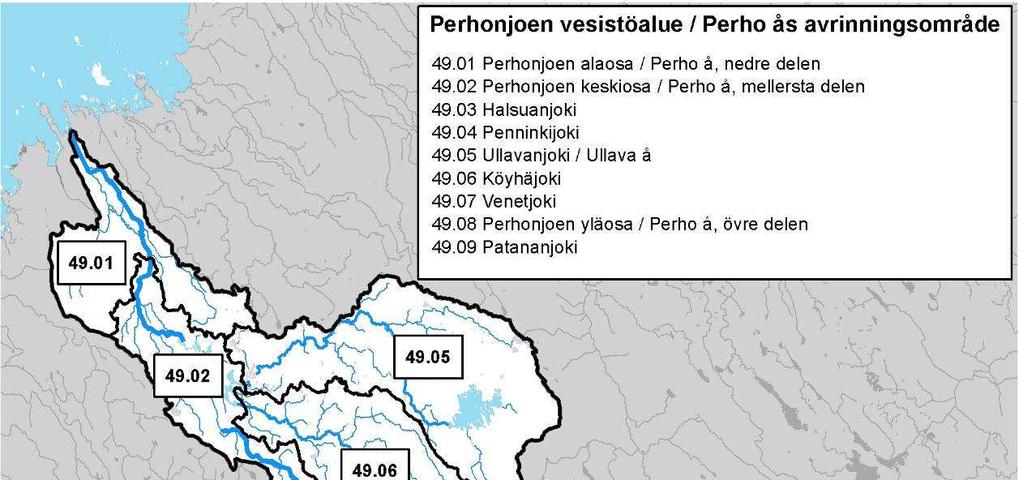 Bild 4. Vattendragets delavrinningsområden av 2 graden.