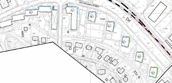 5. PLANFÖRSLAGENS BETYDANDE MILJÖPÅVERKAN Riktvärden utomhus enligt Infrastrukturpropositionen 1996/97:53 Dygnsekvivalent ljudnivå vid fasad 40-45 dba 45-50 dba 50-55 dba Riktvärde 55-60 dba