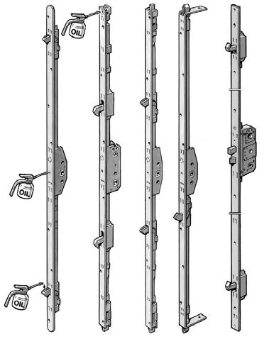 Smörjning av spanjoletter och andra låsmekanismer Fönster och fönsterdörrar öppnas/stängs normalt med en spanjolettlåsning.