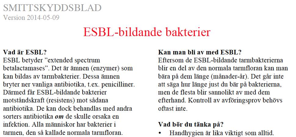 ESBL-patienter i primärvården?