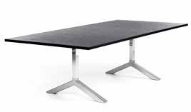 polerad eller lackerad gjuten aluminium. Vissa storlekar endast med polyuretangjutet stativ. Ställbara glidfötter. Rektangulära bord kan fås kopplingsbara.