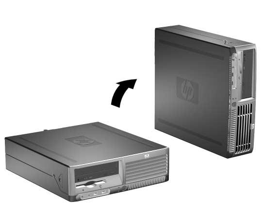 Uppgradera maskinvara Användning av dator med liten formfaktor med minitower [minitorn]-konfiguration En dator med liten formfaktor kan användas i antingen en minitowereller bordsdator-konfiguration.