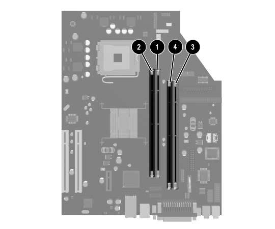 Uppgradera maskinvara Det finns fyra DIMM-socklar på moderkortet, med två socklar per kanal. Socklarna har etiketterna XMM1, XMM2, XMM3 och XMM4. Socklarna XMM1 och XMM2 arbetar i minneskanal A.