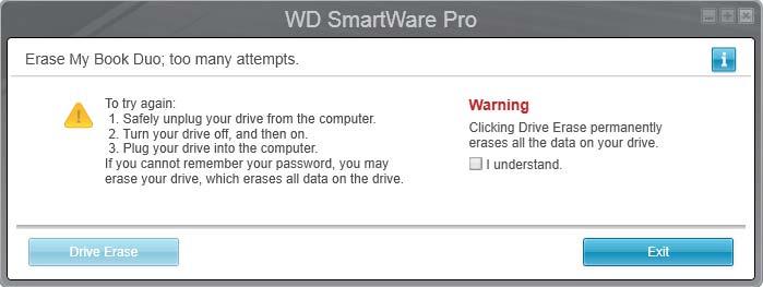 Använda programvaran WD SmartWare Pro: Använda verktyget WD Drive Unlock: 3.