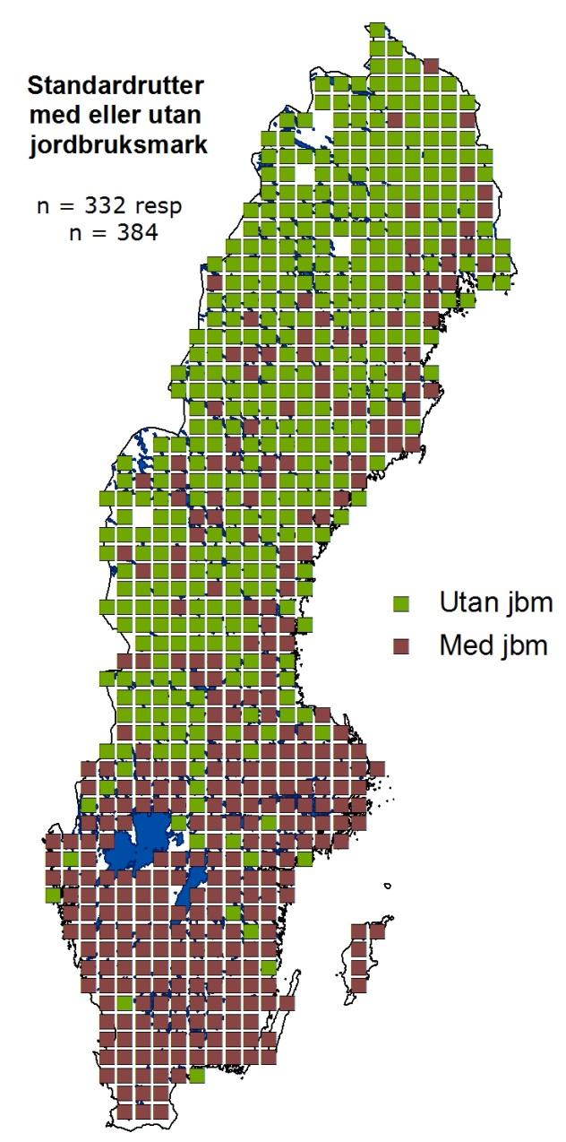 Optimera indexets användbarhet vid uppföljning och utvärdering av effekter av kommande landsbygdsprogram I FBI-14 ingår idag data från alla 716 standardrutter i Sverige, även de som inte har någon
