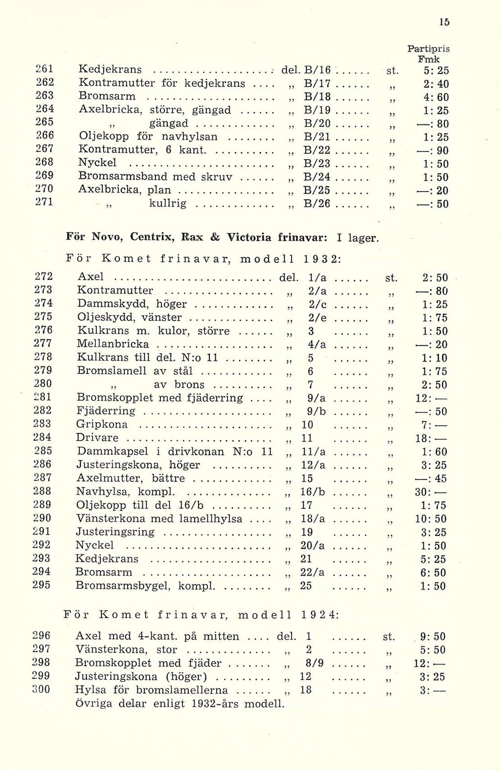 del. 261 Kedjekrans del. B/16 st.