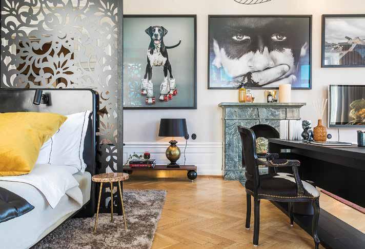 INTERVJU EVA-LOTTA AXELSSON FOTO: JOHAN NILSON Sängbord med skiva i rosa Bordeaux, Lydmar Hotel. TEMA inredning Långsiktig kärlek Stenen finns med i allt som arkitekten Eva-Lotta Axelsson gör.