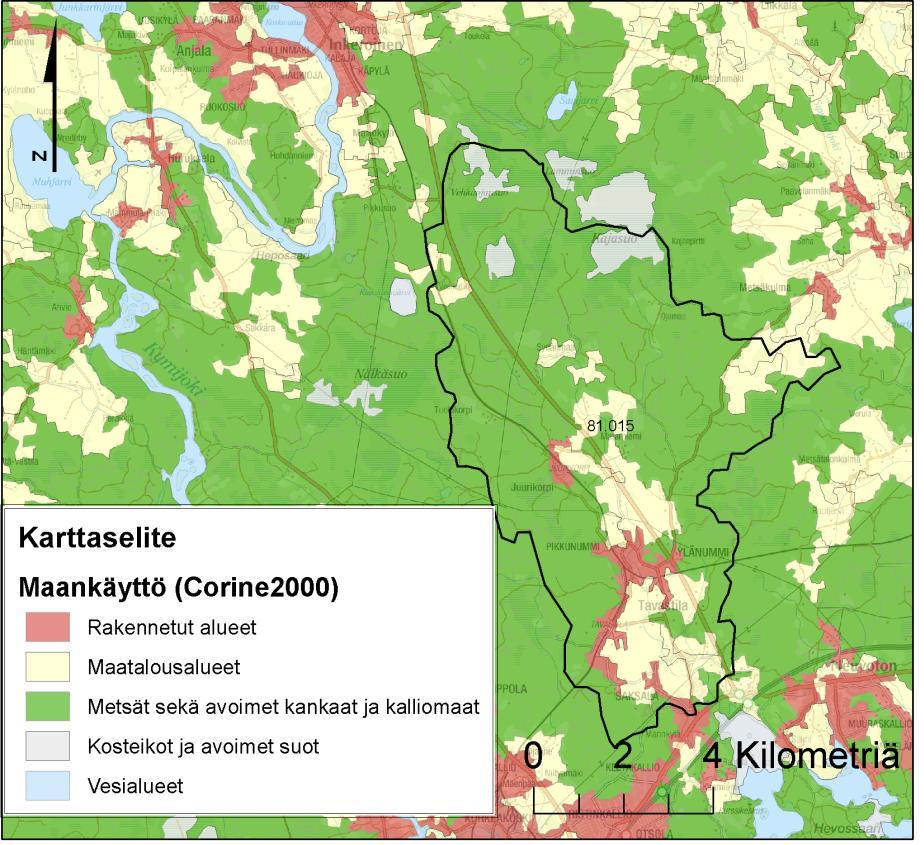 SYKE, EEA. Kaakkois-Suomen ELY-keskus; Affecto Finland Oy, Karttakeskus, Lupa L4659. Avrinningsområdet vid Nummenjoki (81.