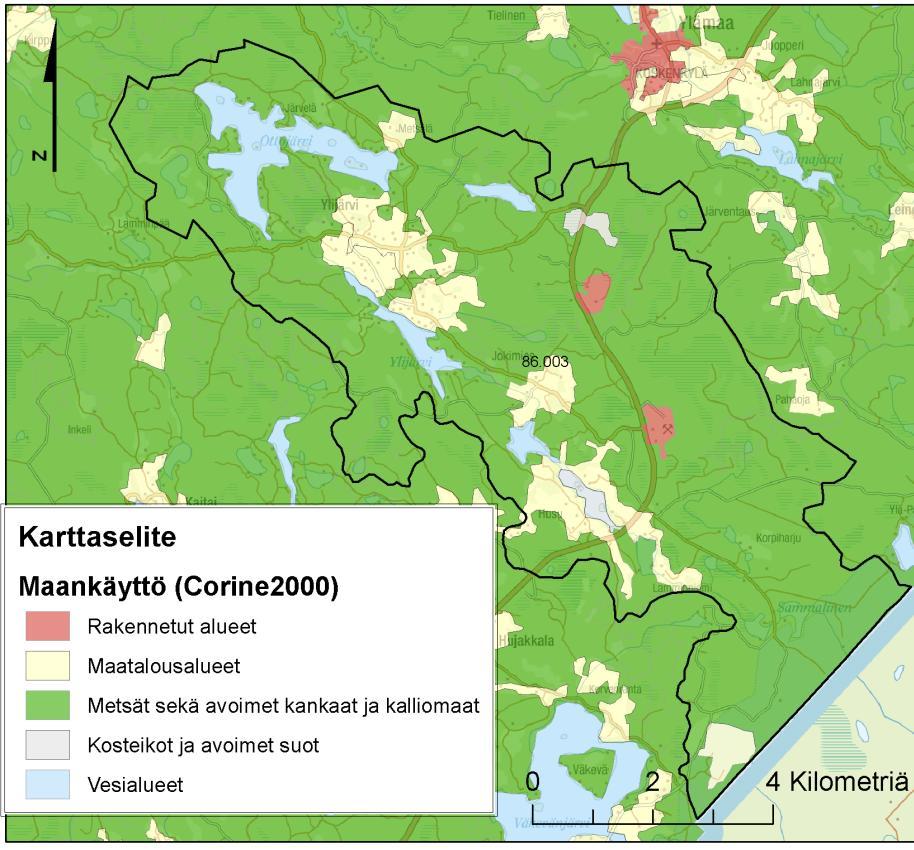 SYKE, EEA. Kaakkois-Suomen ELY-keskus; Affecto Finland Oy, Karttakeskus, Lupa L4659. Avrinningsområdet vid Kaltonjoki (86.