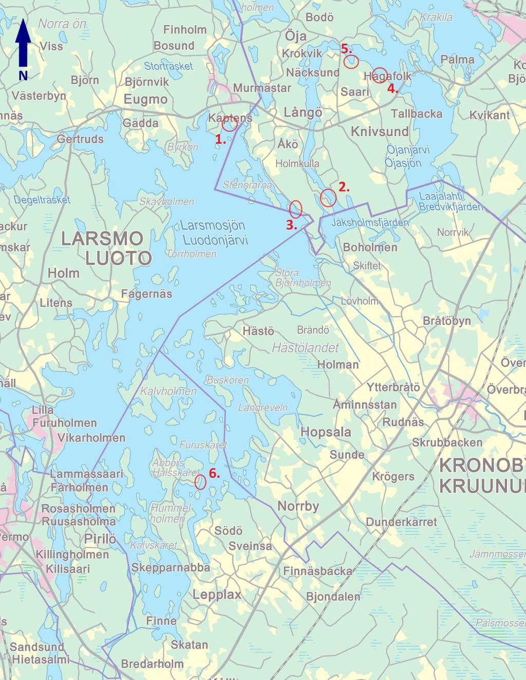Figur 29 De stränder som undersöktes men ansågs vara olämpliga för sikyngelnotningar.