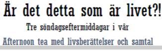 BÖN I STILLA VECK A N I stilla veckan vill vi ge plats för bön för vår församlings fra mtid. Vi samlas för bön 30 min fö re alla annonserade samlingar i sti lla veckan, 1016 april.