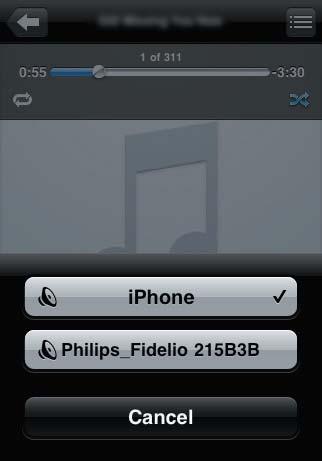 5 Uppspelning Strömma ljud från itunesmusikbiblioteket till DS3800W 3 Välj Philips_Fidelio XXXX (eller det namn du har angett) från