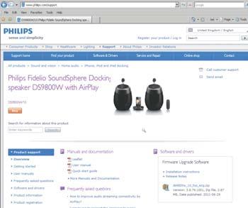 6 Uppdatera fast programvara Uppdatera från Svenska Philips kan komma att erbjuda uppgraderad fast programvara för DS3800W så att din DS3800W fungerar bättre. Om du registrerar din produkt på www.