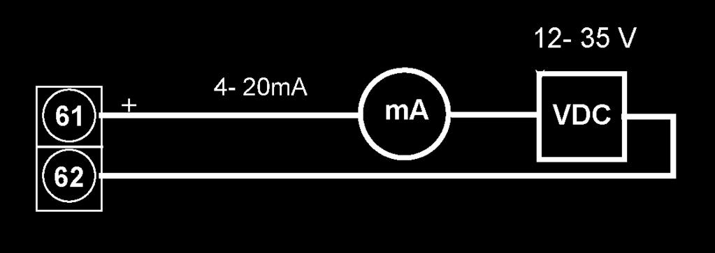 2.2.2 Tre- /fyrtrådskoppling Matning: 18-30 VDC ansluts till plint 2 (+) och 4 (-). Utsignalen ansluts till plint 6 (+) och 8 (-). Plint 5-7 byglas. Observera att plint 4 och 8 är sammankopplade.