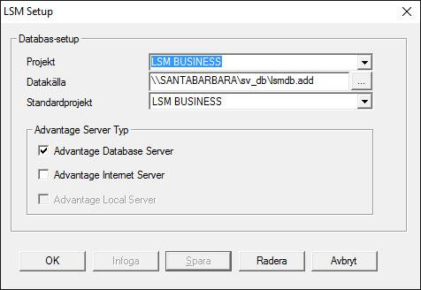 2 Installation 17 / 141 ð ð Ange ett valfritt projektnamn. ð Med knappen... ska du välja sökvägen på servern och hänvisa direkt till lsmdb.add-filen. För dolda tillstånd måste sökvägen till lsmdb.