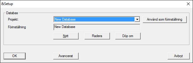 3 De första stegen vid en ny installation 24 / 141 ð 3. Klicka på Nytt för att skapa ett nytt projekt. ð Mer erfarna användare kan klicka på Utökat för att genomföra utökade inställningar, t.ex.