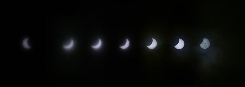 11 SOLFÖRMÖRKELSEN DEN 20:e MARS Observationer av den partiella solförmörkelsen över Sverige 20/3 2015 hindrades på många ställen i södra halvan av landet av tjocka moln, men månens färd över solytan