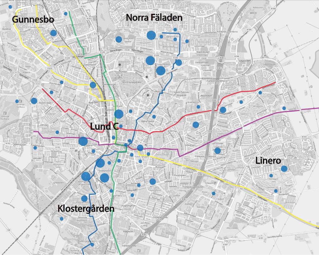 4.2.3 Övergripande cykelnät Lunds kommuns övergripande cykelnät redovisas översiktligt.