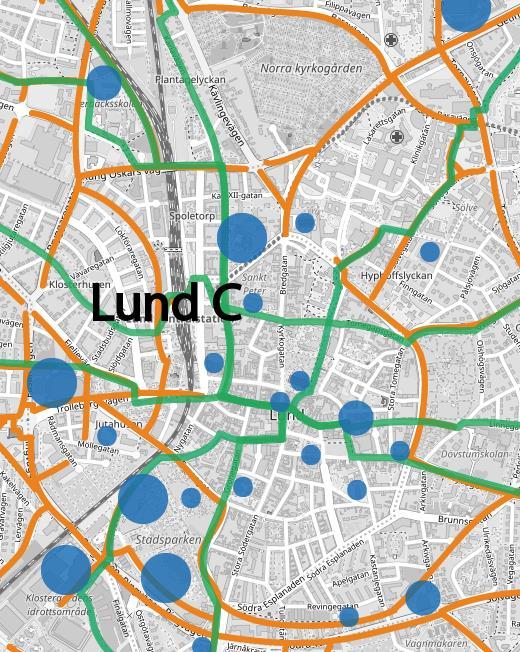 erbjuder cykelbanor separerade från fordonstrafiken, se Figur 17.