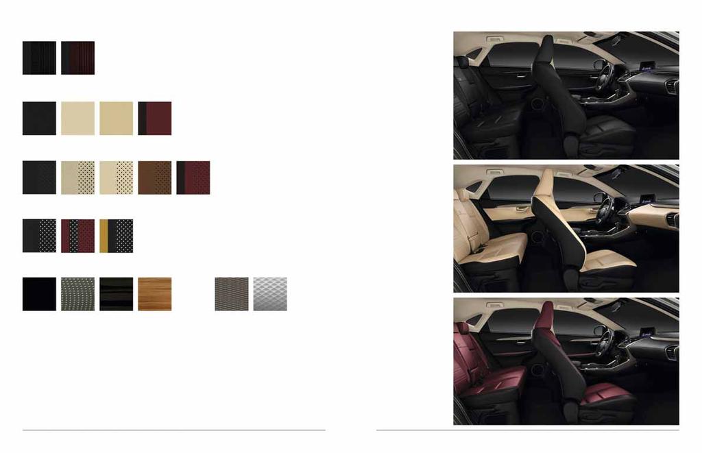 KLÄDSEL INTERIÖR KLÄDSEL INTERIÖR TYG 1 Black Dark Rose TAHARA-SKINN 2 Black Rich Cream White Ochre Dark Rose SKINN 3 01 Black Rich Cream White Ochre Ochre Dark Rose F SPORT SKINN 4 Black Flare Red