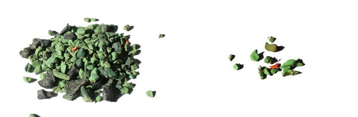 grus), är risken stor att granulaten förr eller senare sprids i naturen. Som tidigare nämnts har mikroplaster negativa effekter på organismer även i terrestra (ref) och limniska (ref) system.