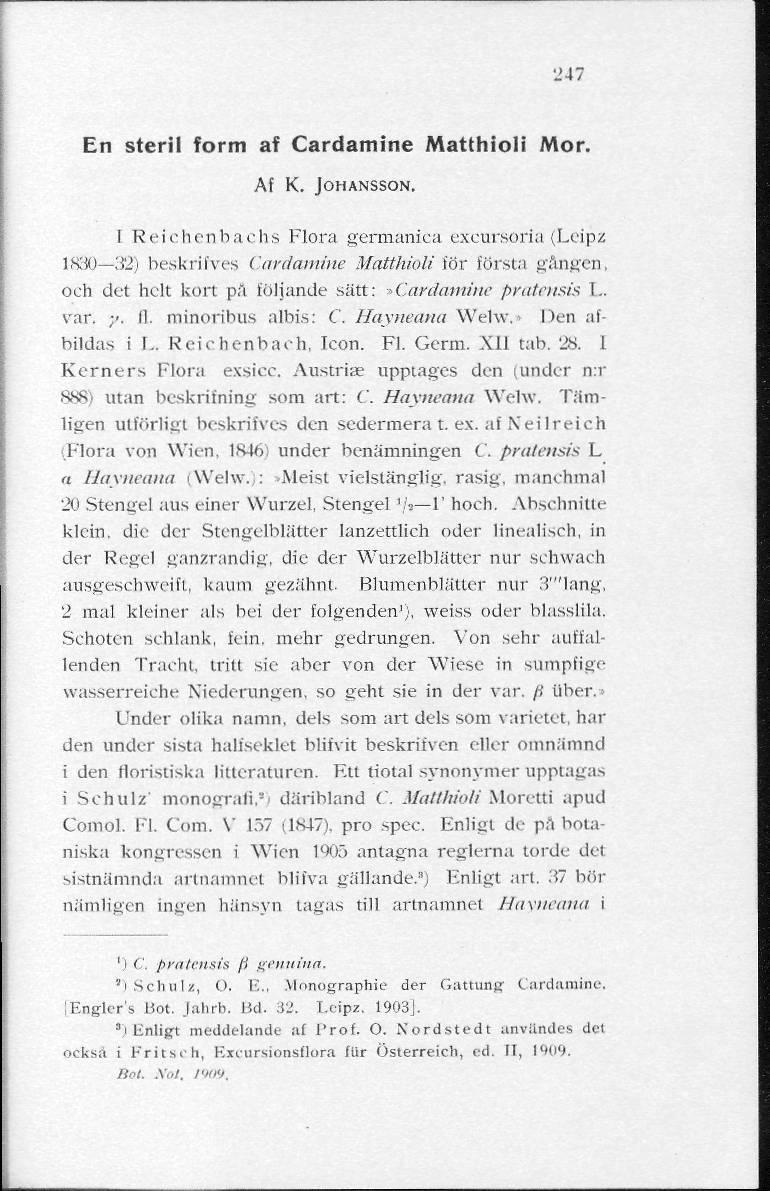 _>47 En steril form af Cardamine Matthioli Mor. Af K. JOHANSSON.