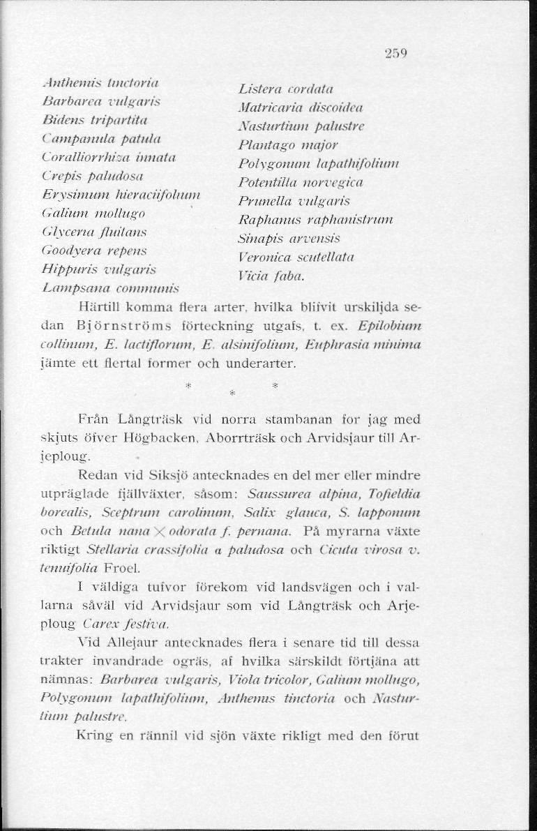 259 Anthetms hwtoria Ustera CQrdata Barbarea vulgaris Matricaria discoidea Bidens tripartita Nasluriium palustrc Vampamda patula Phadago major Loralliorrhha imtata Po/vgomm, lapatlufolium Cvepis