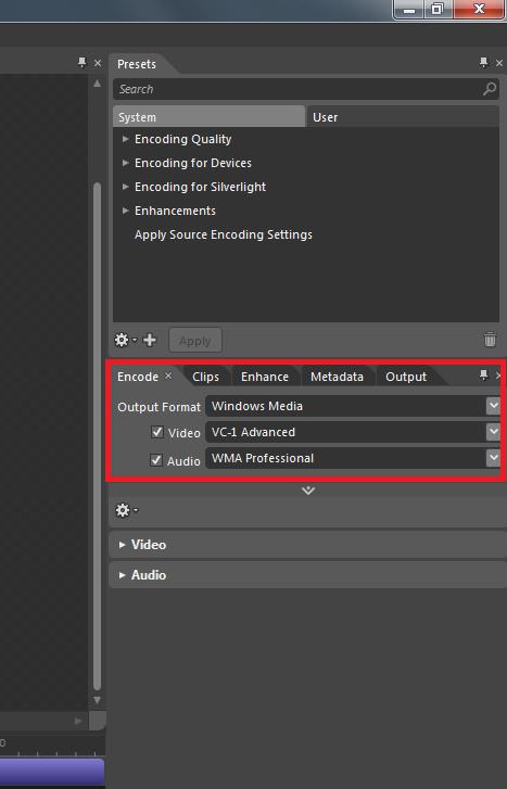 9. Välj Output format i