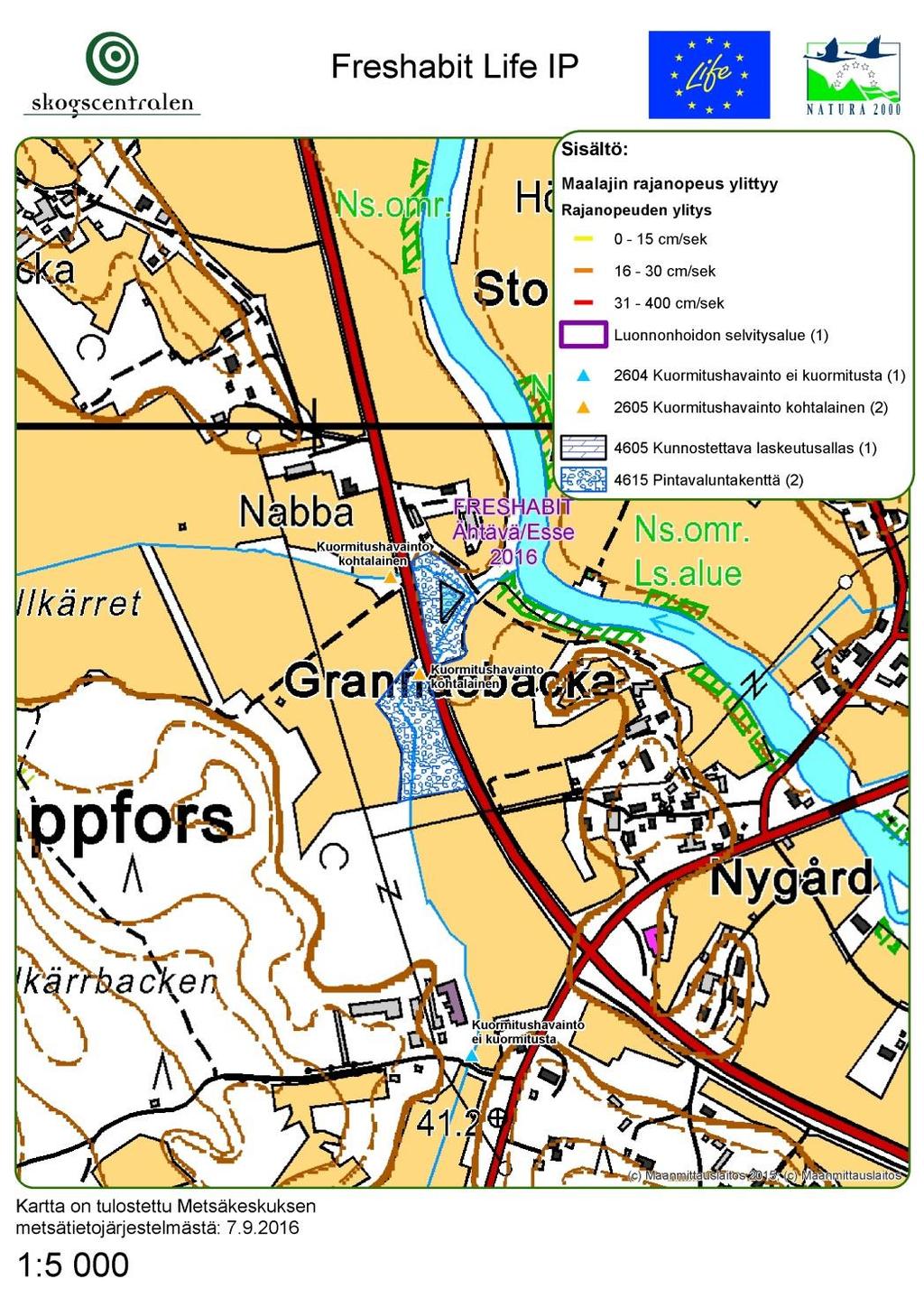 5.6 Möjliga våtmarker I centrum av Lappfors by hittades även uppefter landsvägen två möjliga platser för att anlägga en våtmark. Områdena är 0,5 ha respektive 0,8 ha stora (bild 19).