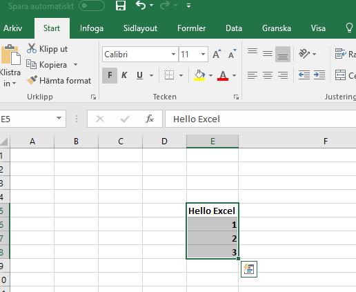 6 Formatera Text Placera markören var du vill och skriv text. Om du vill formatera text markerar du texten och väljer sedan ett alternativ på fliken Start: Fet, Kursiv etc 6.