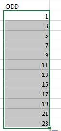 8.2.2 Ojämna tal Skriv ODD i en cell och nedanför den cellen 1 3