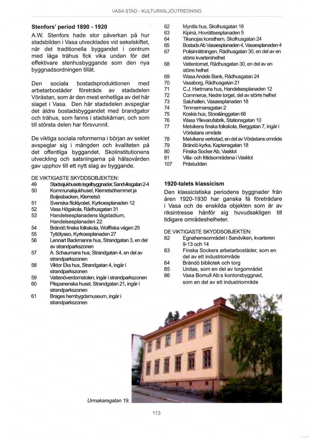 Stenfors' period 1890-1920 A.W.