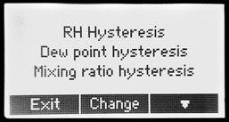 Keypad lock: Möjlighet att aktivera/avaktivera knapplåsningen. RH Hysteresis: Möjlighet att anpassa hysteresinställningarna för RH-styrläge.