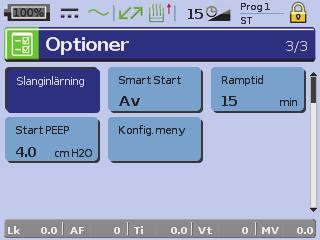 LCD-skärmen LCD-skärmen visar menyer, behandlingsbilder och alarmtillstånd. Värdena på denna LCD-skärm och övriga skärmar i denna kliniska guide är endast exempel.