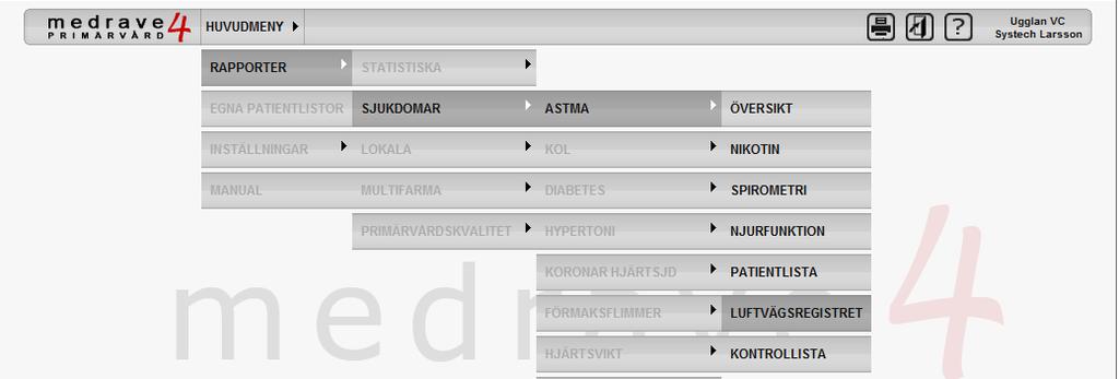 Guide för att rapportera in patienter till Luftvägsregistret via medrave4.