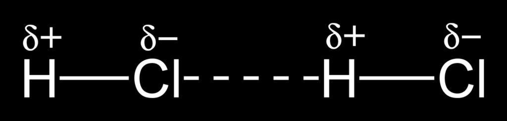 Dipol-dipolbindning mellan 2 vätekloridmolekyler Kloratomen är mer elektronega8v jämfört med väteatomen och kommer därför airahera de gemensamma bindningselektronerna mer.