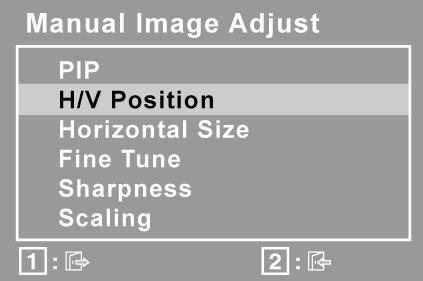 Kontroll Beskrivning Manual Image Adjust (Manuell bildjustering) visar menyn Manual Image Adjust. PIP (bild-i-bild) använd bildskärmens bild-i-bild-funktion för att följa två program samtidigt. 1.