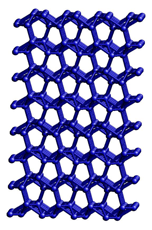 Den 3-dimensionella grafitstrukturen består av två plan av atomer i hexagonala plan så att varannan atom är ovanför en atom i nästa plan, varannan ovanför den tomma mittpunkten i planet ovan och
