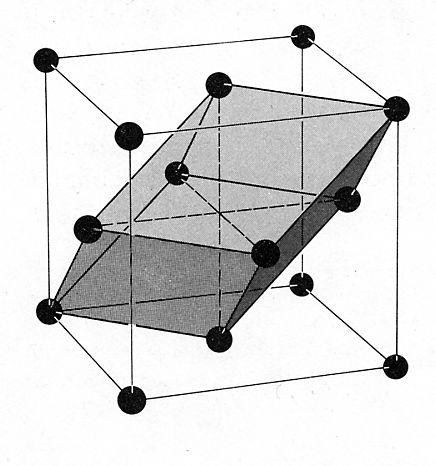 3.1.1 Matematiska gitter XI 3.1.1.1 De fem 2-dimensionella gittren I Figure: Den primitiva (skuggade) och konventionella (stora) enhetscellen för ett FCC gitter.